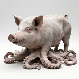 sculpture of a pig - octopus, work in progress