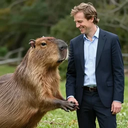 Jordan B Peterson, Capybara, holding hands, smiling, friendship, love