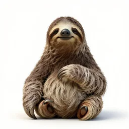 fierce sloth, high detail photograph, full body, isolated on a pure white background, centered, entire subject in frame, sharp focus, soft studio lighting