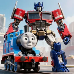 thomas the tank engine vs. optimus prime : big revenge : coming soon to theaters, epic cinematic poster, realistic, photo, photorealistic, detailed, high quality, high resolution, 8 k, hdr, 4 k