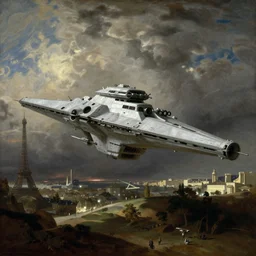 star wars star destroyer over paris by eugene delacroix