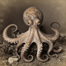 vintage photograph of an octopus with a human face