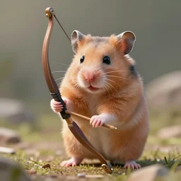 A hamster holding a bow, photorealistic, unreal engine