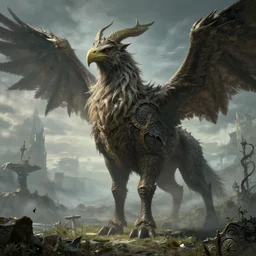 highly detailed elden ring portrait photo of a huge mumakil - hippogryph in a scenic dystopian environment, hyperrealistic illustration by william didier - pouget