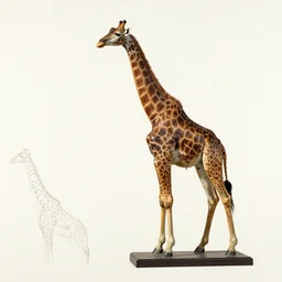 A photocopy of a photograph of a painting of a sculpture of a giraffe.