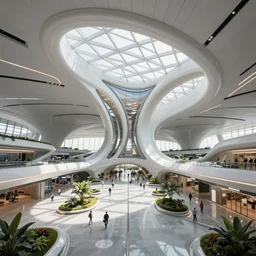 utopian biophilic design, futuristic airport concourse, parametric, epic image