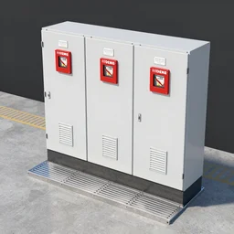 train long gangway emergency valves cabinet, 3 d render metal palettes - n 7