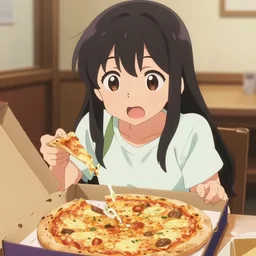 anime girl with a pizza