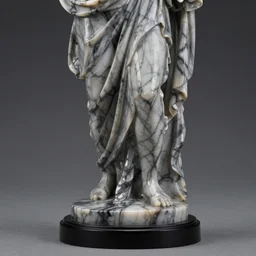 classic greek light matte marbled statue, dark high glossy translucent quartz veins, vivid studio light, high quality, black sokkel
