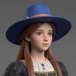 portrait of a girl, full colour, the alembic of literary dreams as her hat, full colour, 3 d shaded, by ernst haeckel,