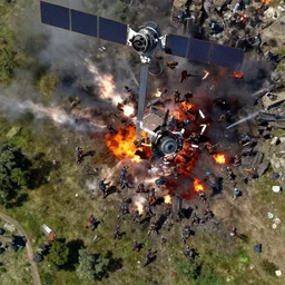 a satellite view of a epic battle bloody 4k