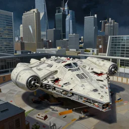 a painting of a crashed star wars spaceship in london city, a detailed matte painting by peter madsen, featured on artstation, space art, matte painting, matte drawing, reimagined by industrial light and magic