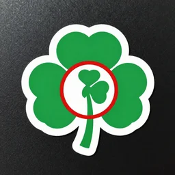 die cut sticker of four leaf clover with a circle and red line over it