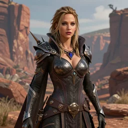 portrait of jennifer lawrence as wraith in apex legends with kings canyon in the background, video game, octane render, digital art, trending on artstation, 4 k, intricate detail
