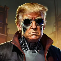 borderlands 3 !!!donald trump! cell shaded! scary head portrait ofcyclops  half cyborg donald trump! cyclops as Borderlands 3 concept art, llustration, postapocalyptic grunge, concept art by Laurie Greasley, highly detailed, sharp focus,alien, HQ, 4K ,art by Laurie Greasley