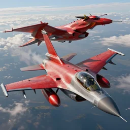 aerial combat between an f16 and a red dragon highly realistic by Andrea Chiampo, artstation and Frederik Heyman, extremely detailed, stunning volumetric lighting, hyper realism, fantasy 4k
