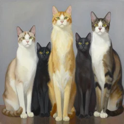 canvas painting of tall cats by daniel patrick kessler, kessler art