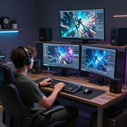 gaming setup from the 1 5 0 0 s, 4 k, hd, concept art