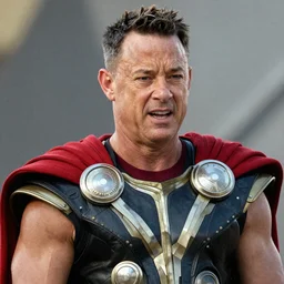 a closeup of Thor being Played by Tom Hanks