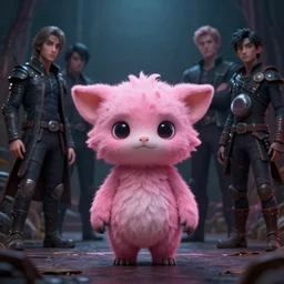A fancy portrait of a small creature in pink by Greg Rutkowski, Sung Choi, Mitchell Mohrhauser, Maciej Kuciara, Johnson Ting, Maxim Verehin, Peter Konig, Bloodborne, 8k photorealistic, cinematic lighting, HD, high details, dramatic, atmospheric , trending on artstation