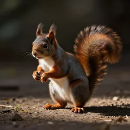 ballerina squirrel in a gorgeous pose, dramatic lighting, professional photography photography