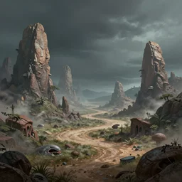 an amazing matte painting of alien landscapes, digital art by nico delort, 8 k resolution