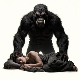 1 9 8 0's horror film poster, a monster looms large over a sleeping figure