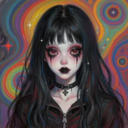 original jean giraud art painting pastel goth aesthetic, creepy kawaii, psychedelic, matte painting, claire wendling