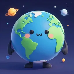 a cartoonish cute Earth in Space, trending on artstation, 30mm, by Noah Bradley trending on ArtStation, high detail, stylized portrait H 704