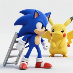 sonic carrying a ladder while walking past the corpse of pikachu, 8 k, realistic