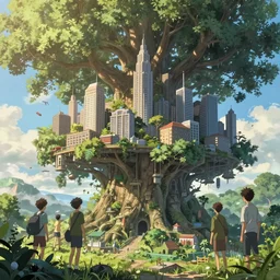 a city built on a giant tree, unreal engine, fantasy art by greg, loish, rhads, ferdinand knab, makoto shinkai and lois van baarle, ilya kuvshinov, rossdraws, tom bagshaw, global illumination, radiant light, detailed and intricate environment