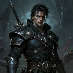 an dark epic fantasy comic book style portrait painting of olidan ancrath from the prince of thorns by mark lawrence, a cold and murderous man with the face of ed harris, unreal 5, daz, hyperrealistic, octane render, cosplay, rpg portrait, dynamic lighting