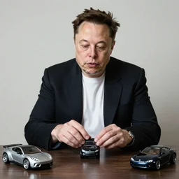 Elon Musk playing with toys