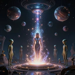 simulation theory, dream, machine, futurism, galaxy orbs, thoughts in the void, sparks, holy place, universe, magical, mysterious, coordinates, perfect woman, ancient aliens, energy generator, highly detailed, artstation, glow, art by vladimir motsar and ismail inceoglu and nicholas cort and paul pepera