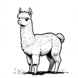 black and white trippy comic art of a llama, lots of particles, drawn by Martin Rowson, Tim Burton, Studio Ghibli, Alex Pardee, Nekro Petros Afshar, James McDermott, cgsociety, sharp edges, high constrast, 4K