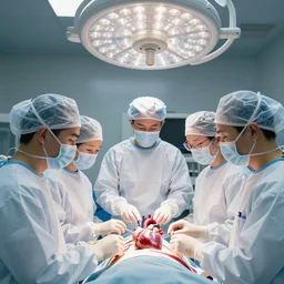 medical, diverse medical cybersuits team, heart operation, reassuring, clean, smooth, visor, macro, biological, clean, wide wide angle, vivid, elaborate, highly detailed, beautiful lighting