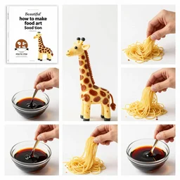 making of an edible giraffe from noodles and soy sauce in 1 0 easy steps, from the beautiful'how to make food art step by step collection ', dslr