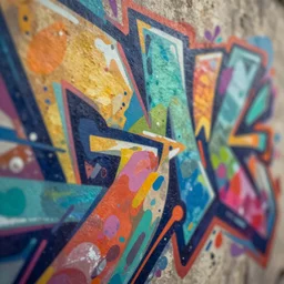abstract graffiti closeup, shallow depth of field, highly detailed, digital painting, trending artstation, concept art, illustration, cinematic lighting, vibrant colors, photorealism, epic, octane render