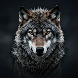 a dramatic poster. a man's head. half of his face is a werewolf face.