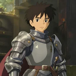 a medieval anime knight in the style of studio ghibli