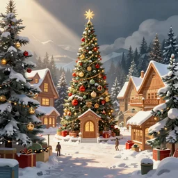 detailed digital illustration of a christmas wimmelbild in the style of camilo huinca, agent pekka, darren shaddick, masha krasnova, sarah cliff, illustrator, meredith schomburg, modern, dribbble