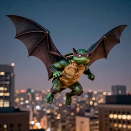 flying bat in a Teenage Mutant Ninja Turtles style