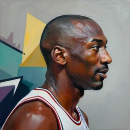 MIchael Jordan profile picture by Sachin Teng, asymmetrical, Organic Painting , Matte Painting, geometric shapes, hard edges, graffiti, street art:2 by Sachin Teng:4