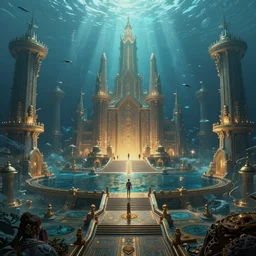 a highly detailed concept art 8 k render of the lost underwater city atlantis cinematic lighting, hugh ferriss, james paick, greg rutkowski, game asset, unreal engine, illustration, artstation, digital painting, sharp focus,, golden ratio, mythological, ultra realistic, maximalist