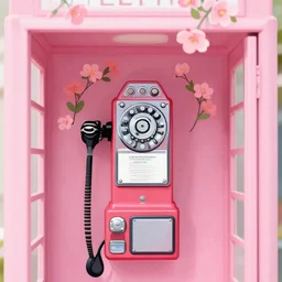 ultra realistic inside a soft pink telephone booth, soft soft pink pay phone with pink flowers blooming, closeup, in the style of matisse, illustration, vector art