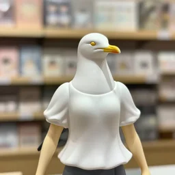 figurine of seagull wearing an elegant summer blouse, personification, embodiment of concept, symbolization, official store photo, commercial photo, featured on amiami, lovecraftian, 8 k, 8 5 mm, beautiful composition, smooth curves