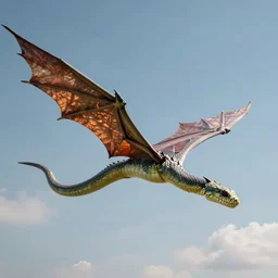100 ft. wingless flying dragon snake slithering through the sky