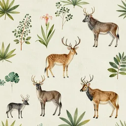 animals and plants on a canvas background, wallpaper, Illustration, Anatomical Drawing, Painting