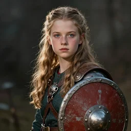 Teenage Viking shieldmaiden, digital portrait by Greg rutkowski