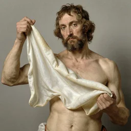 a flayed man holding his own floppy membranous skin in front of him by albrecht durer